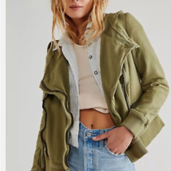 NEW! Free People Carmen Moto Cotton Jacket, size S New with Out tag - Picture 1 of 9